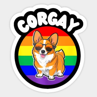 Corgay Corgi Dog Gay Pride Flag LGBT  Pun Sticker